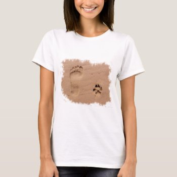 Pet & Footprint In The Sand T-shirt by Paws_At_Peace at Zazzle
