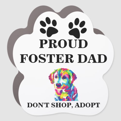 Pet foster dad colorful dog illustration car magnet