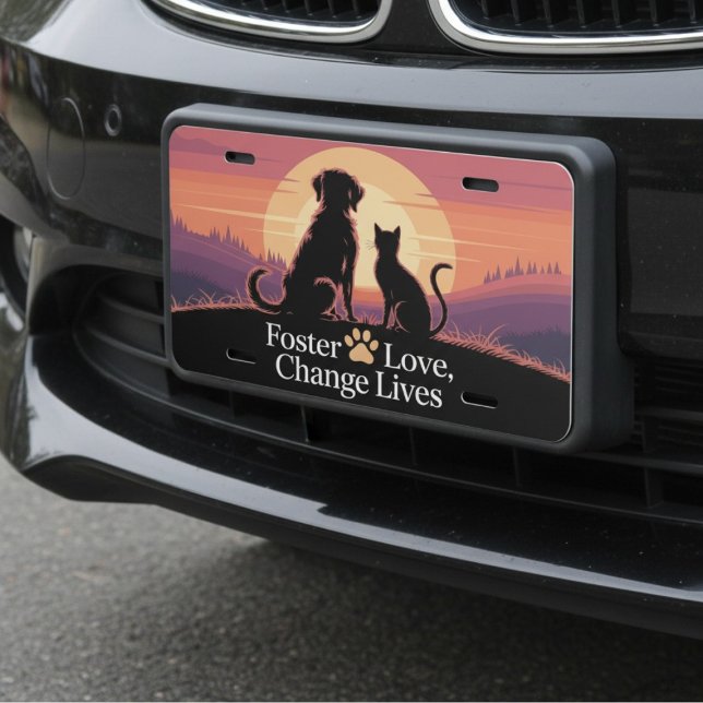 Pet Foster License Plate for Animal Lovers (Animal foster supporter car license plate)