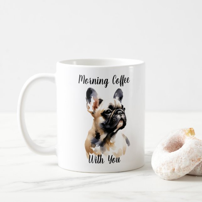 Pet French Bull Watercolor Personalize Mug (With Donut)