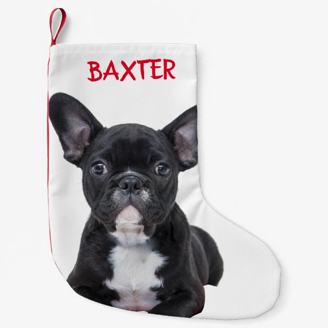 Pet French Bulldog Dog Photo Personalized   Small Christmas Stocking (Front)