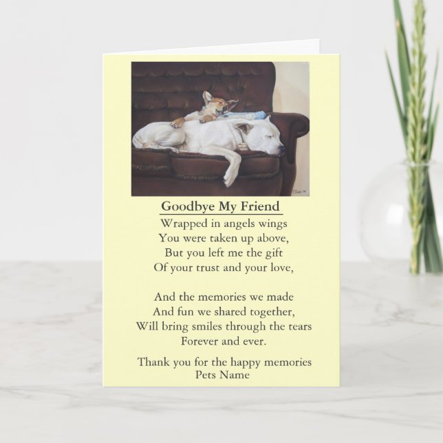pet friend sympathy poem original customizable card (Front)