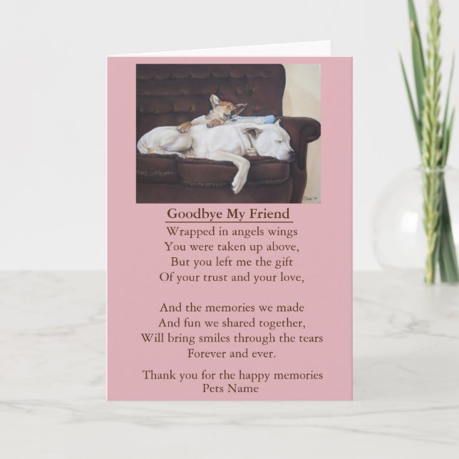 pet friend sympathy poem original customizable card (Front)