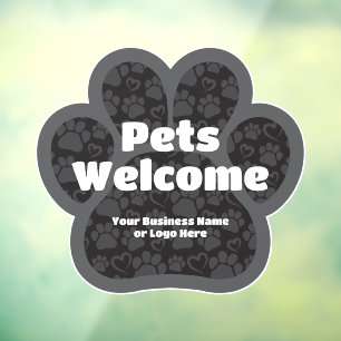 Pet Friendly Dogs Welcome PawPrint Custom Business Window Cling