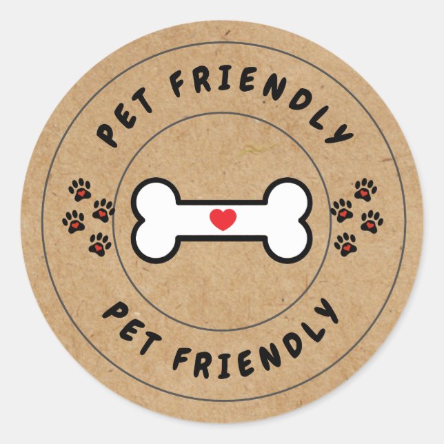 Pet Friendly Kraft Label with bone (Front)