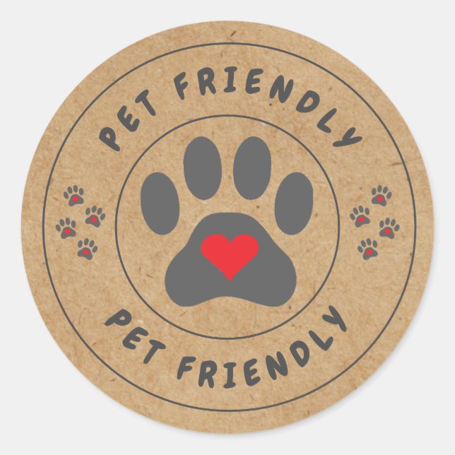 Pet Friendly Kraft Label with heart paw (Front)