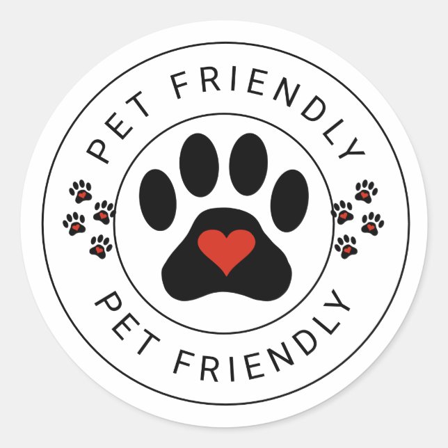 Pet Friendly Label with heart paw (Front)