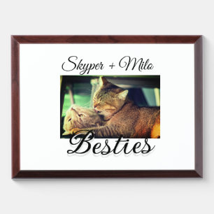Pet friends besties add name pet photo animal love award plaque