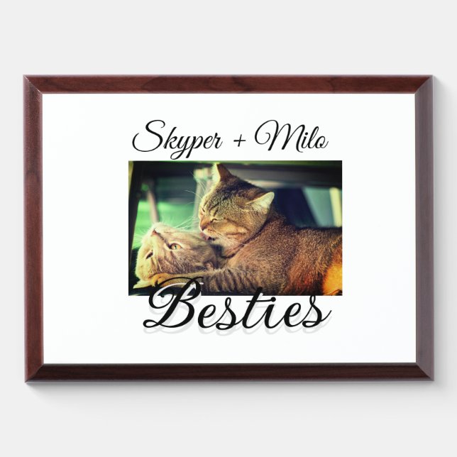 Pet friends besties add name pet photo animal love award plaque (Horizontal)