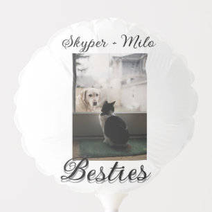 Pet friends besties add name pet photo animal love balloon