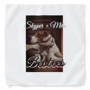Pet friends besties add name pet photo animal love bandana