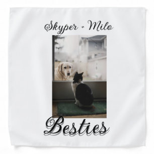 Pet friends besties add name pet photo animal love bandana