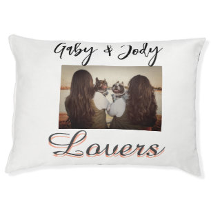 Pet friends besties add name pet photo animal love bed