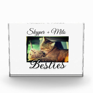 Pet friends besties add name pet photo animal love block