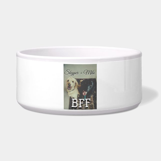 Pet friends besties add name pet photo animal love bowl (Front)
