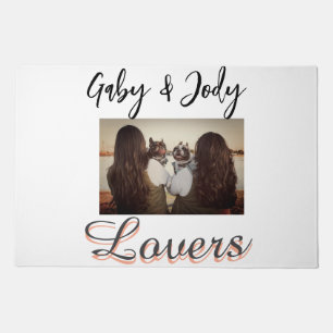 Pet friends besties add name pet photo animal love doormat