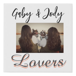 Pet friends besties add name pet photo animal love faux canvas print
