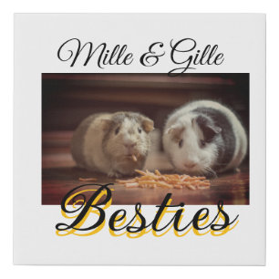 Pet friends besties add name pet photo animal love faux canvas print
