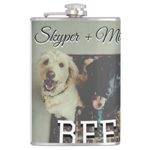 Pet friends besties add name pet photo animal love flask