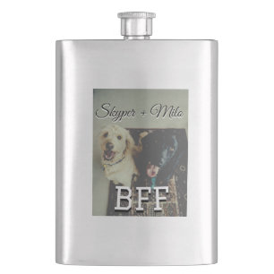 Pet friends besties add name pet photo animal love flask
