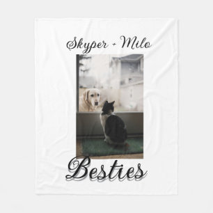 Pet friends besties add name pet photo animal love fleece blanket