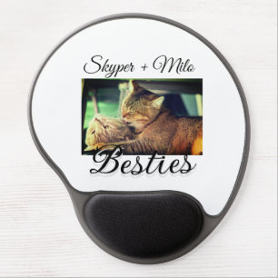 Pet friends besties add name pet photo animal love gel mouse pad