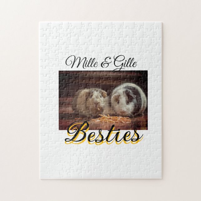 Pet friends besties add name pet photo animal love jigsaw puzzle (Vertical)