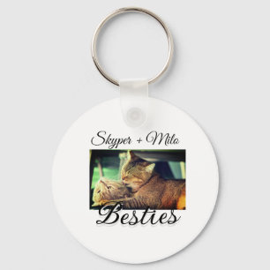 Pet friends besties add name pet photo animal love keychain