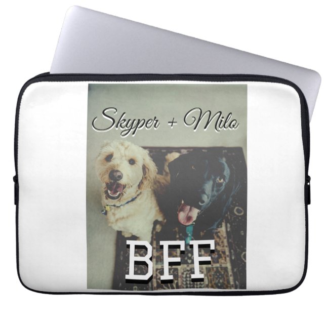 Pet friends besties add name pet photo animal love laptop sleeve (Front)