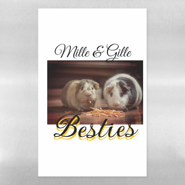 Pet friends besties add name pet photo animal love magnetic dry erase sheet (Vertical)