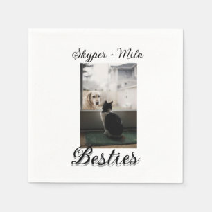 Pet friends besties add name pet photo animal love napkins