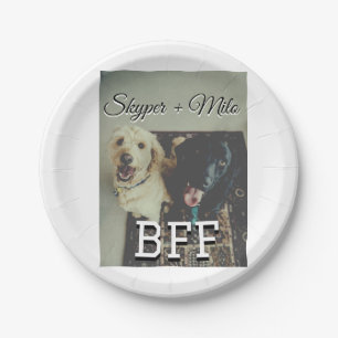 Pet friends besties add name pet photo animal love paper plates