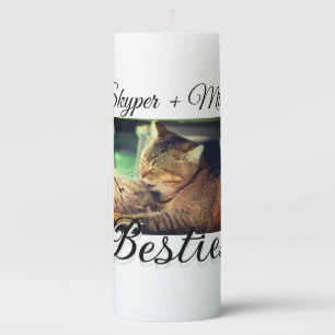 Pet friends besties add name pet photo animal love pillar candle