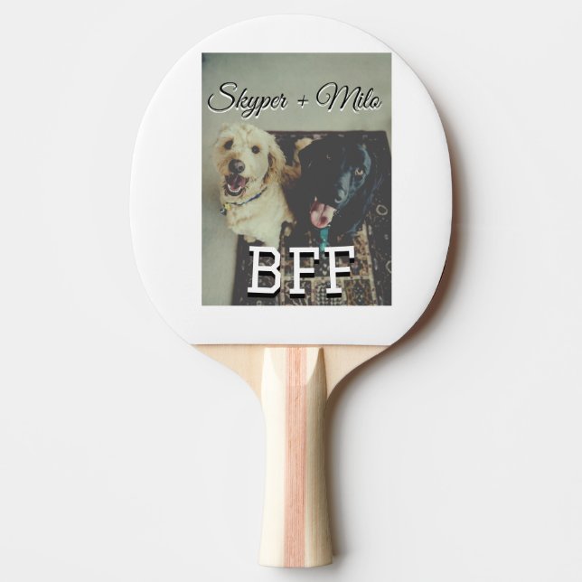Pet friends besties add name pet photo animal love ping pong paddle (Front)