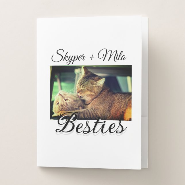 Pet friends besties add name pet photo animal love pocket folder (Front)