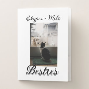 Pet friends besties add name pet photo animal love pocket folder