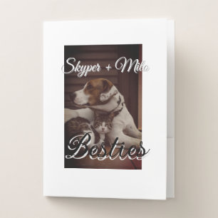 Pet friends besties add name pet photo animal love pocket folder