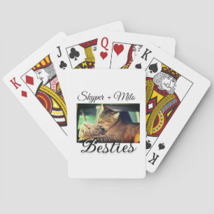 Pet friends besties add name pet photo animal love poker cards