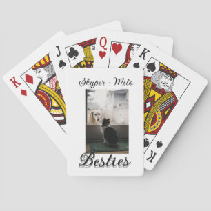 Pet friends besties add name pet photo animal love poker cards