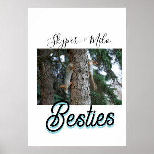 Pet friends besties add name pet photo animal love poster