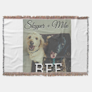 Pet friends besties add name pet photo animal love throw blanket