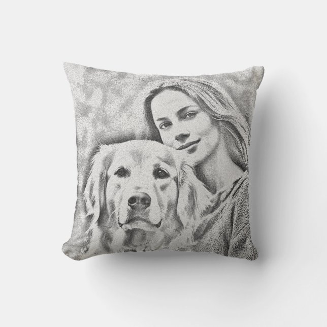 Pet Friends Dog Dad Cat Mom Gift BFF Besties Photo Throw Pillow (Front)