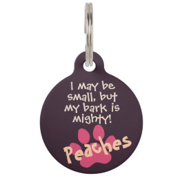 Pet Funny Humor, Paws, Name, Phone | Dark Purple Pet ID Tag