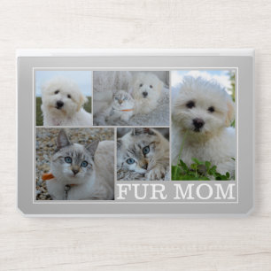 Pet FUR MOM Photo Collage Light Gray HP Laptop Skin