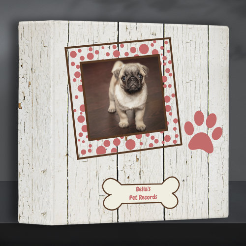 Pet Girl Dog Records and Care 3 Ring Binder