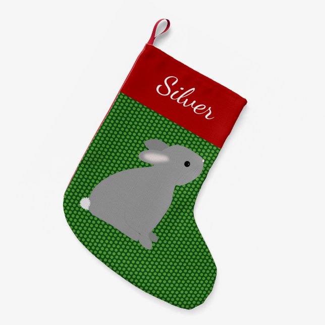 Pet Gray Rabbit Small Christmas Stocking (Front (Hanging))