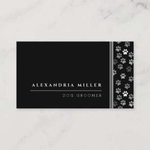 Pet Groomer Black White & Gray Animal Paw Prints Business Card