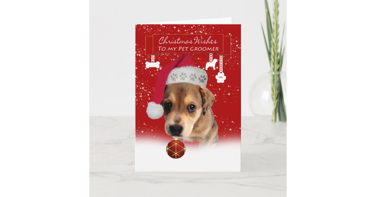 pet groomer christmas wishes greeting card with cu