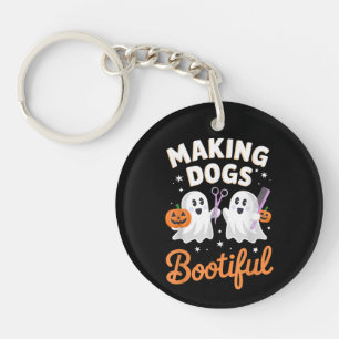 Pet Groomer Funny Halloween Making Dogs Bootiful Keychain