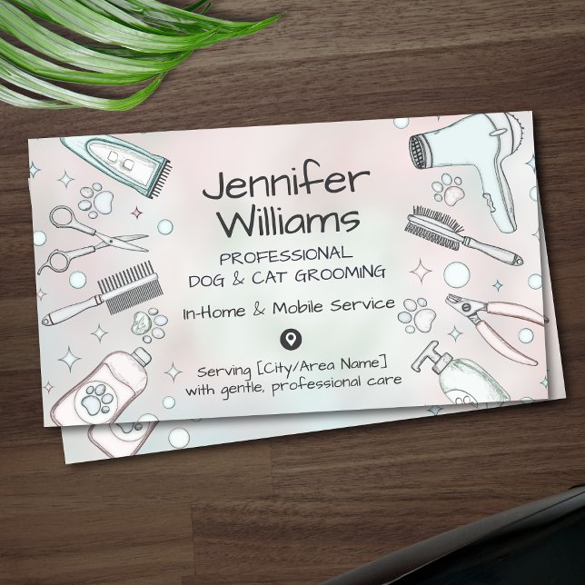 Pet Groomer  In-Home & Mobile Dog & Cat Grooming B Business Card (Creator Uploaded)